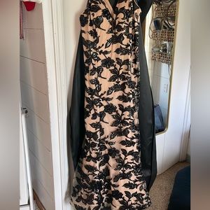 rachel allen black and nude sequin prom dress size 16w
